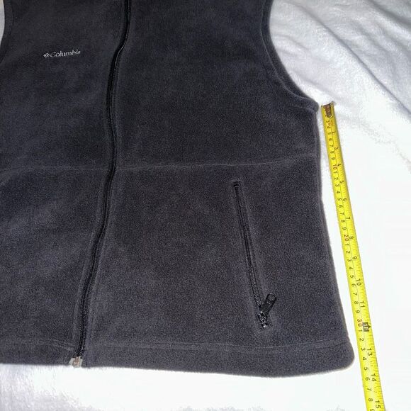 Columbia Men’s Fleece Zipper Vest Solid Black Dark Charcoal Large GUC - Picture 8 of 9